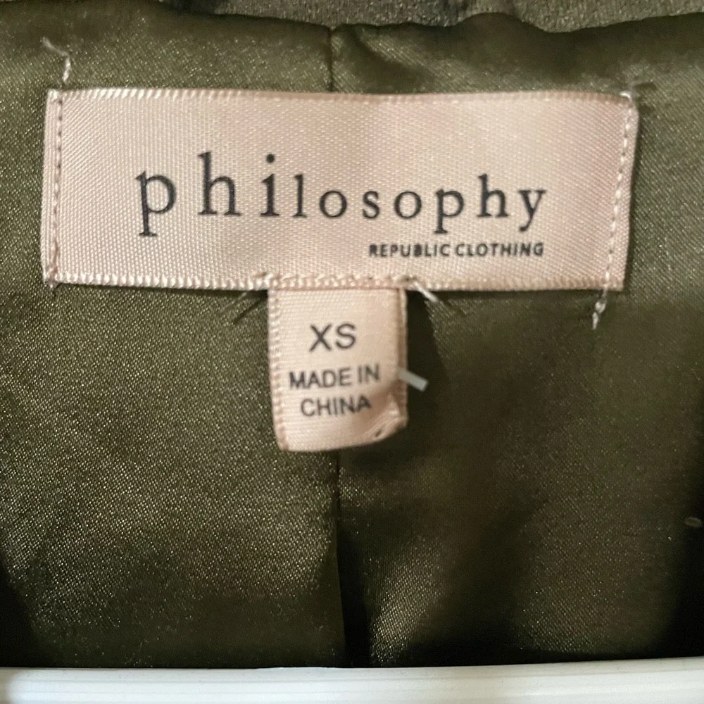 Philosophy Olive Faux Leather Jacket